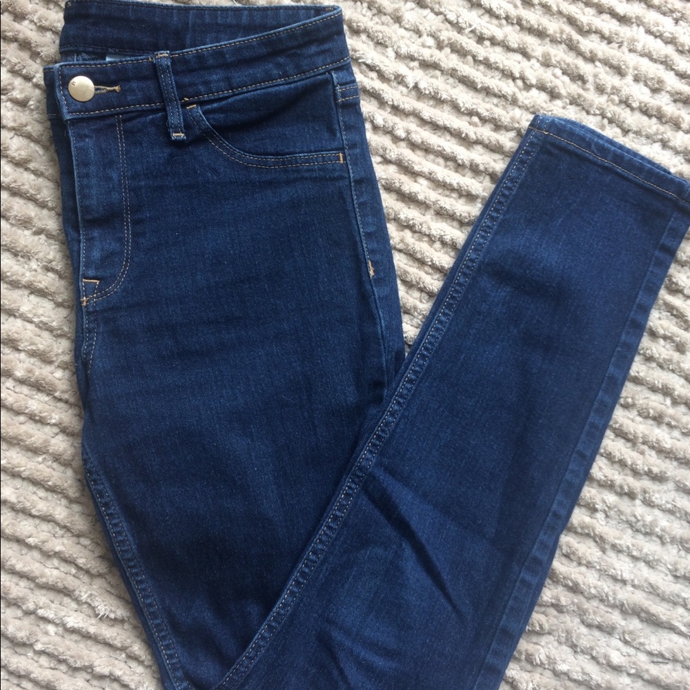 High rise dark wash skinny
